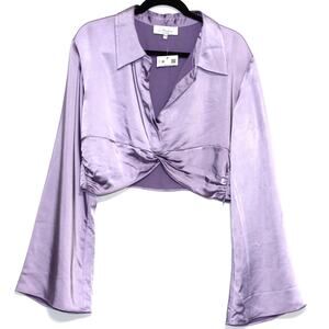 L'academie Franca Top Purple Satin Blouse Size XL